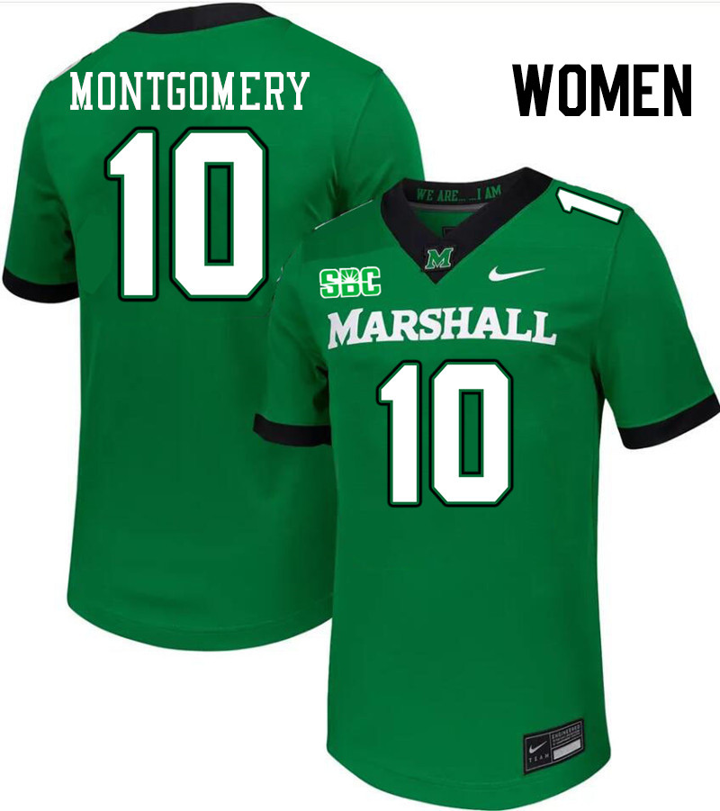 Women #10 Chuck Montgomery Marshall Thundering Herd SBC Conference College Football Jerseys Stitched